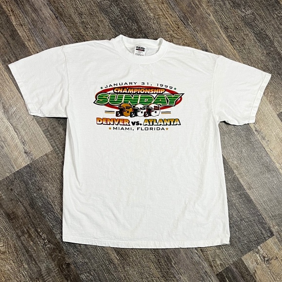 Vintage Super Bowl XXXIII Shirt Size XL Tultex White 90s Denver Atlanta - Picture 1 of 4